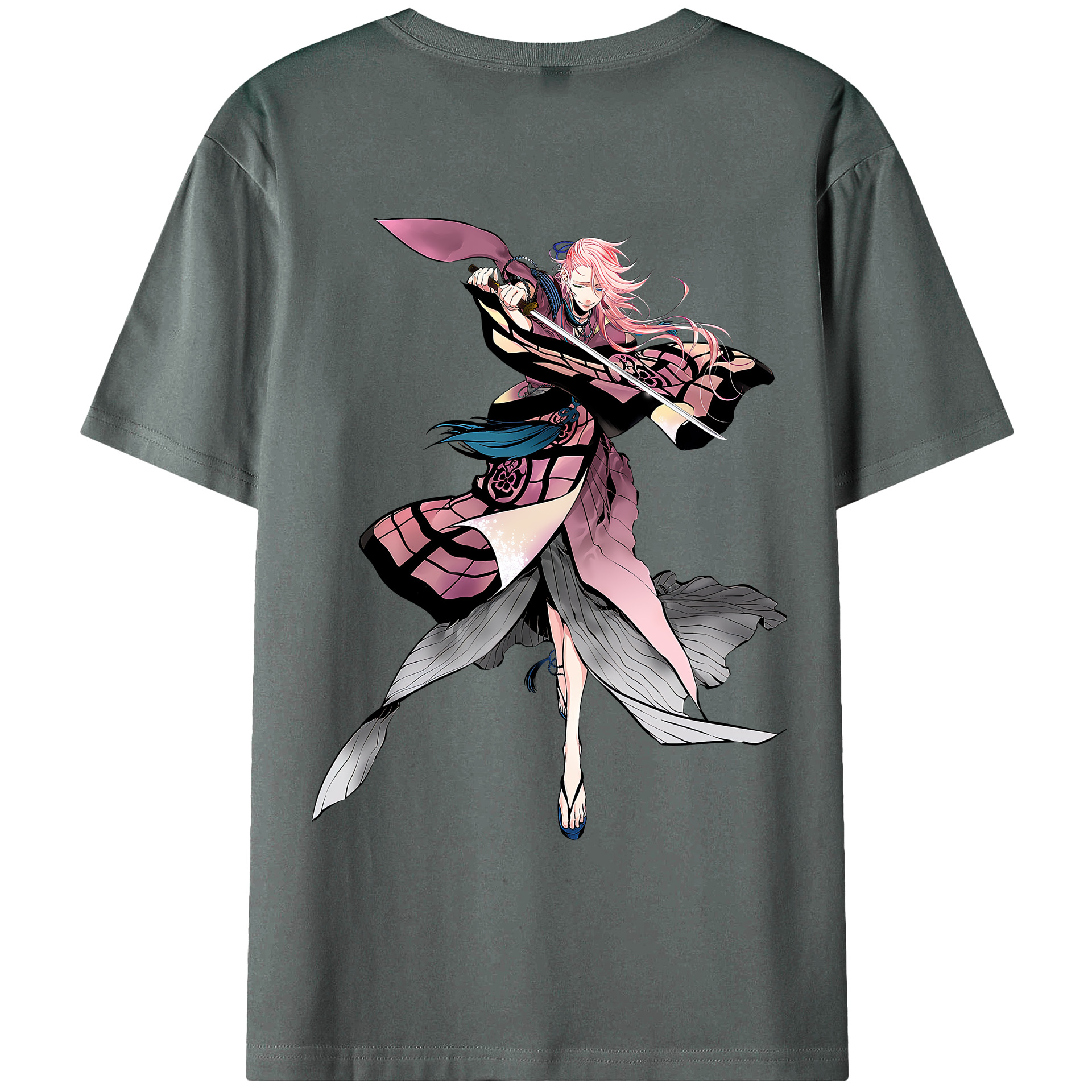 （画像用） 刀剣乱舞 Touken Ranbu 綿100％ メンズ半袖Tシャツ（バックプリント） 通気性